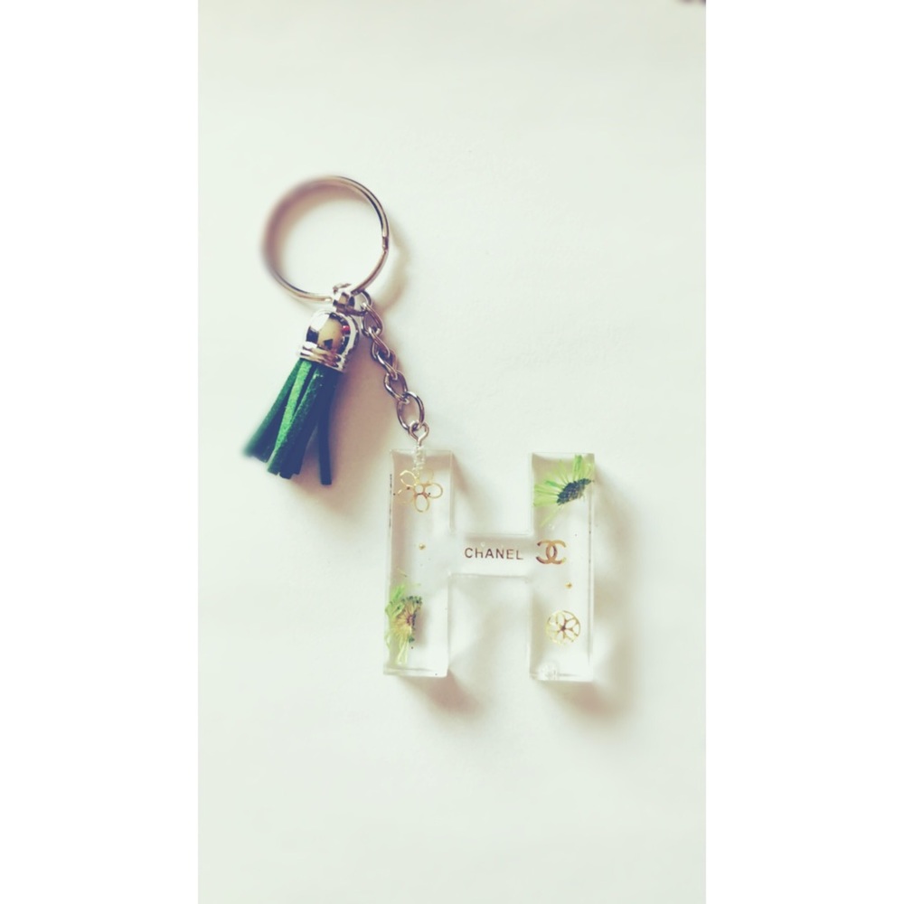 Monogram Resin Personalized letter H keychain